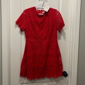 Red dress with lace detail